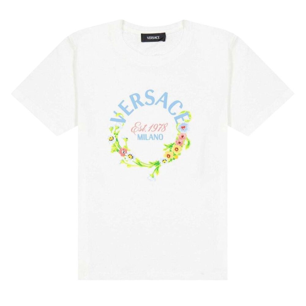 Versace Childrens/Kids Flower Logo T-Shirt / White